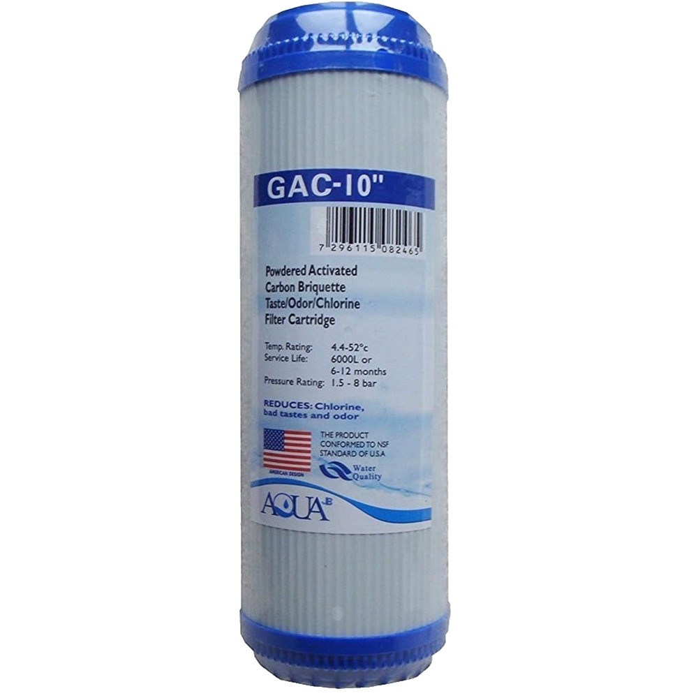 Aqua GAC 10" Water Filter Cartridge Powdered Activated Carbon Briquette - USA